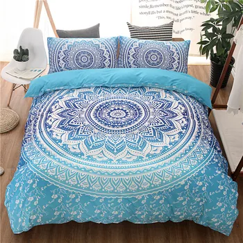 

Bohemian Queen King Size Duvet Cover Set Blue Printing Quilt Cover Bed Linen boho bedding sets(no filling,no sheet)