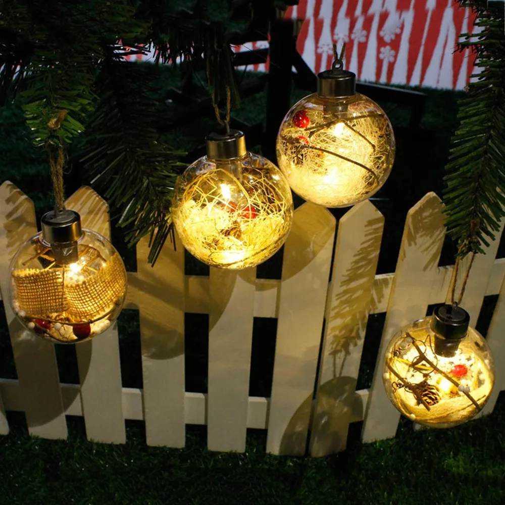 8 см Романтический Рождество висит светодио дный мяч прозрачный ПВХ светящиеся украшения елку шар украшения подарок 4 типа