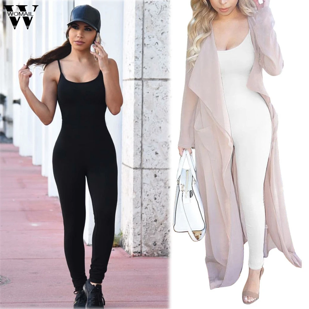 

Womail bodysuit Women Summer Casual Bodysuit Condole belt Sports Clubwear Party Bandage Long Jumpsuits fashion2019 M1