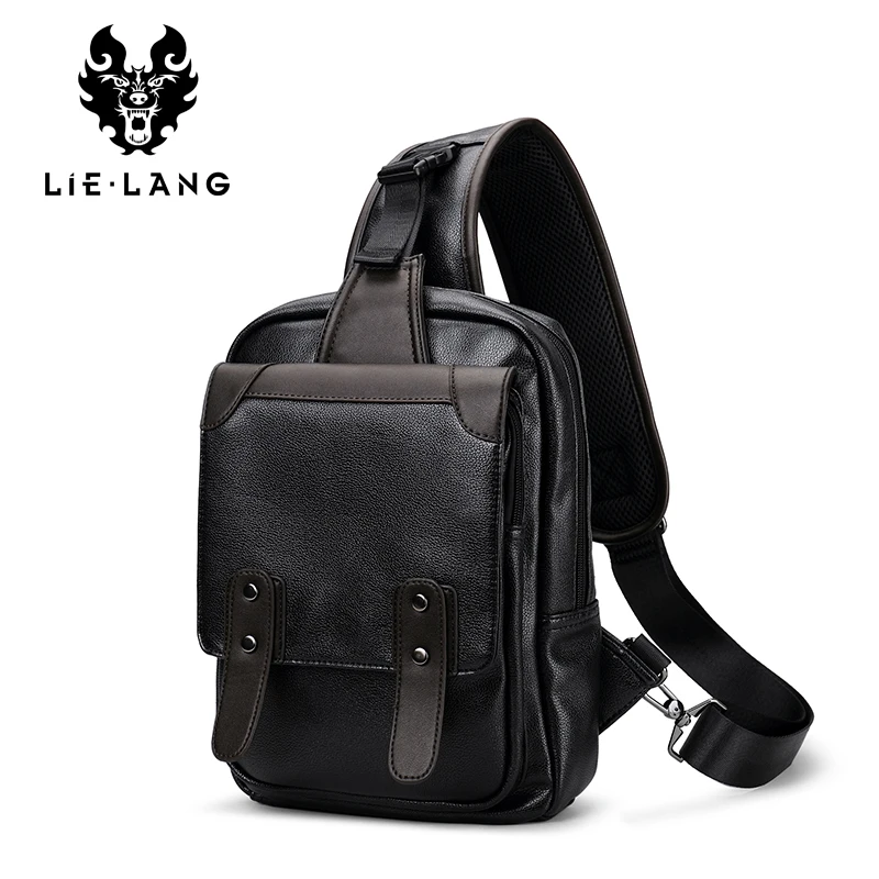 

LIELANG Men Crossbody Bags PU Leather Casual Men Brand Small Male Shoulder Bag Casual Men's Music Black Chest Bags Messenger Bag