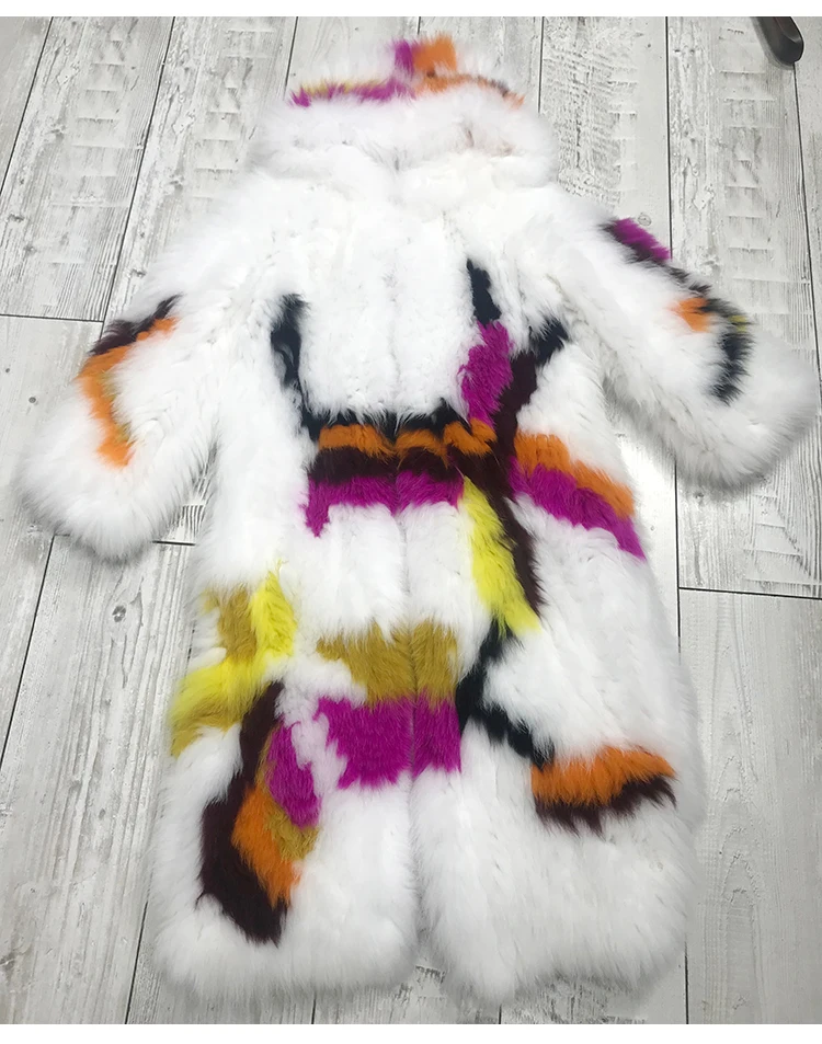 gennuine real knitted fox fur coat with hoody  (11)