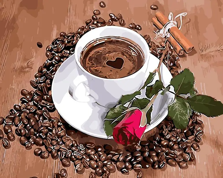 

Love coffee Home Decor no frame Painting picture By Numbers Handwork Draw On Canvas wedding decoration gift for friends Wall Art