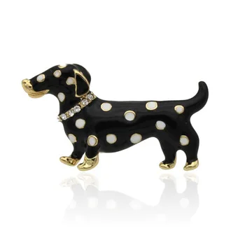 Lucky Zodiac Animal Famous Spotted Dog Brooch Pin Up For Women Rhinestone Enamel Animal Brooches Broches Crystal Jewelry Pins