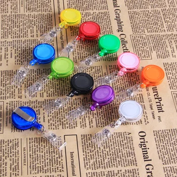 

Classic Smiling Face Badge Reel ID Badge Holder Retractable Transparent Plastic Name Card Key Holder With Clip 10pcs/lot