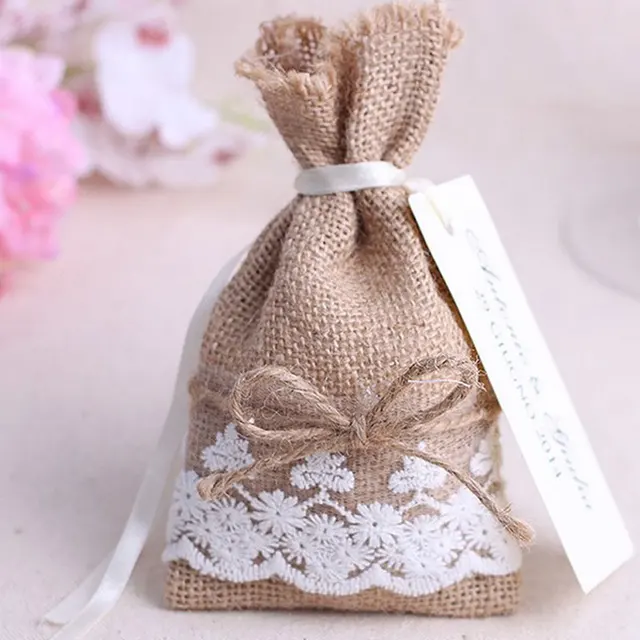 2016 Wedding Gift Bag Candy Pouches 24pcs Lot Drawable Lace Jute 2016 Wedding Gift Bag Candy Pouches 24pcs Lot Drawable Lace Jute Bags 9x16cm Jewelry Ng