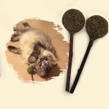 

Catnip Lollipop Catnip Ball with Stick Cat Toy Kittens and Cats Funny Cat Mint Ball Molar Teeth Wood Polygonum Baton Gift