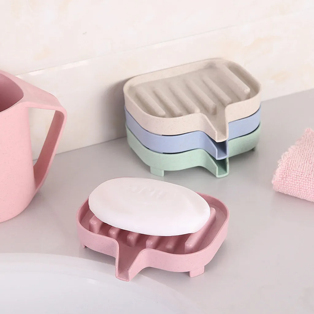 

travel soap box 2PC Flexible Bathroom Soap Dish Storage Holder Rack Soapbox Plate Tray Drain porta sabonete porta sabonete