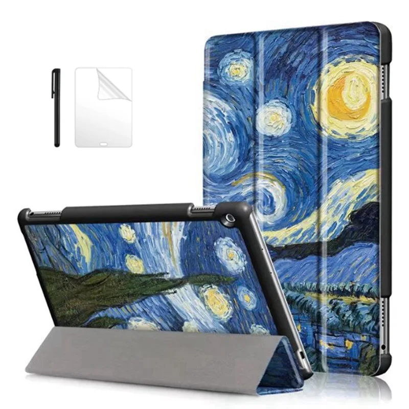 

PU Leather Case for Huawei MediaPad M3 Lite 10 Cover for BAH-W09 BAH-AL00 BAH-L09 10.1 inch tablet protective case+film+pen