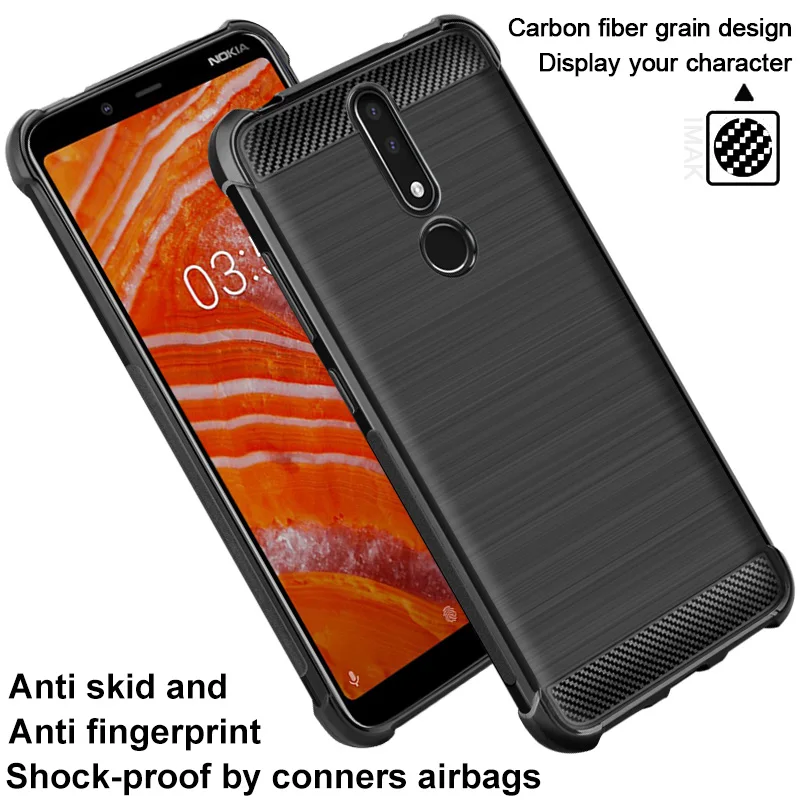 For Nokia 3.1 Plus case iMAK Vega Fiber Pattern airbag Phone Bumper Cover |