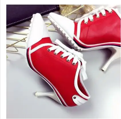 Женские туфли-лодочки; Европейский стиль; Высокий Каблук 8,5 см; кожаные повседневные женские туфли ярких цветов с острым носком; тонкие туфли из воловьей кожи на резиновой подошве - Цвет: Красный