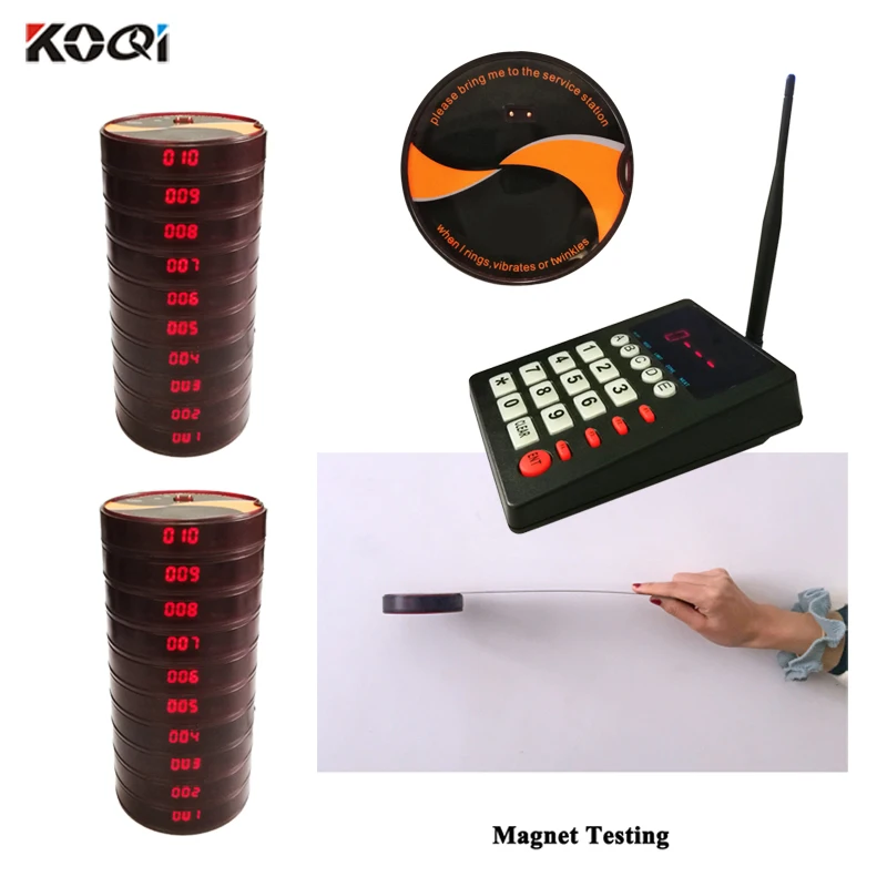 Restaurant Pager Calling Queuing Equipment System 1Transmitter+20 Coaster Pagers 