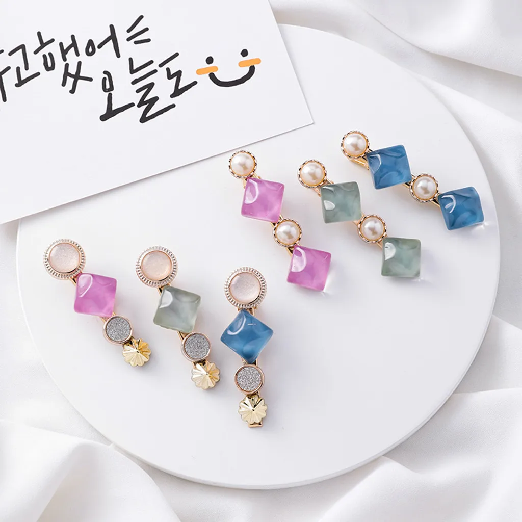 

New Fashion Women Girls Trendy Sweet Romantic Pearl Button Sen Retro Multicolor Hairpin Girl Jewelry Hair Accessories#P40
