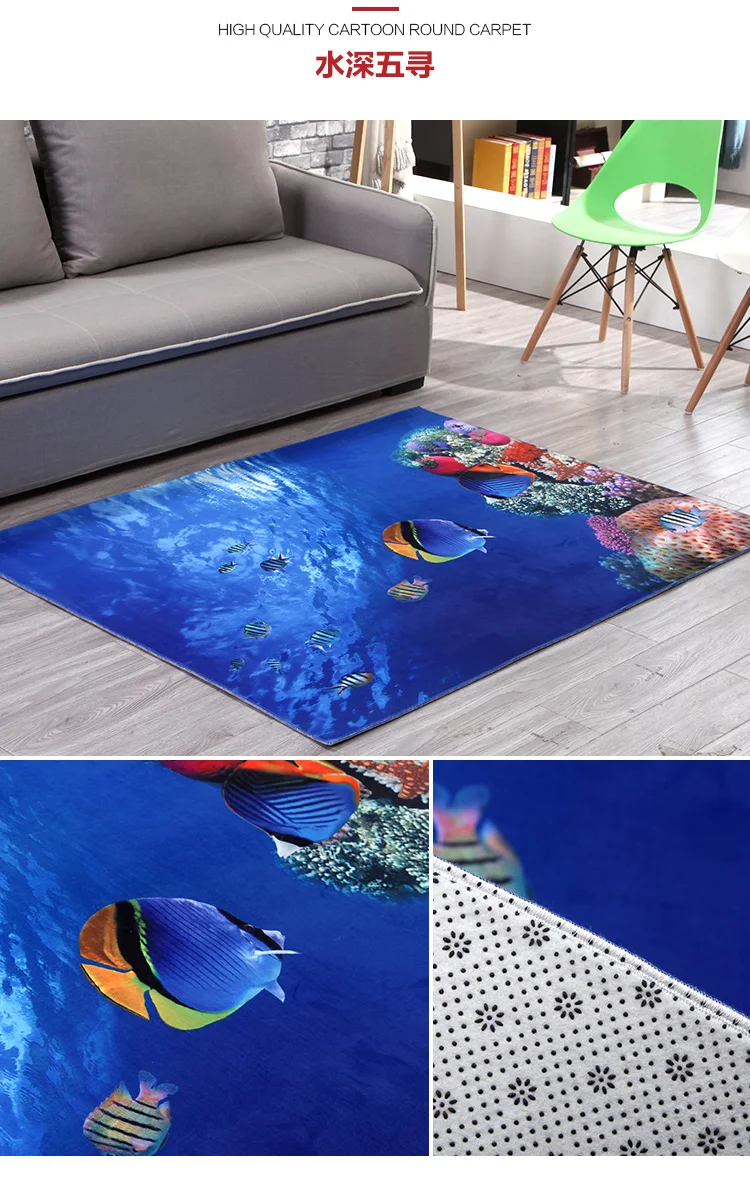3D мультяшный ковер с морским пейзажем акулы, нескользящий коврик, ковер для гостиной, спальни, детская комната, украшение, сказочные ковры