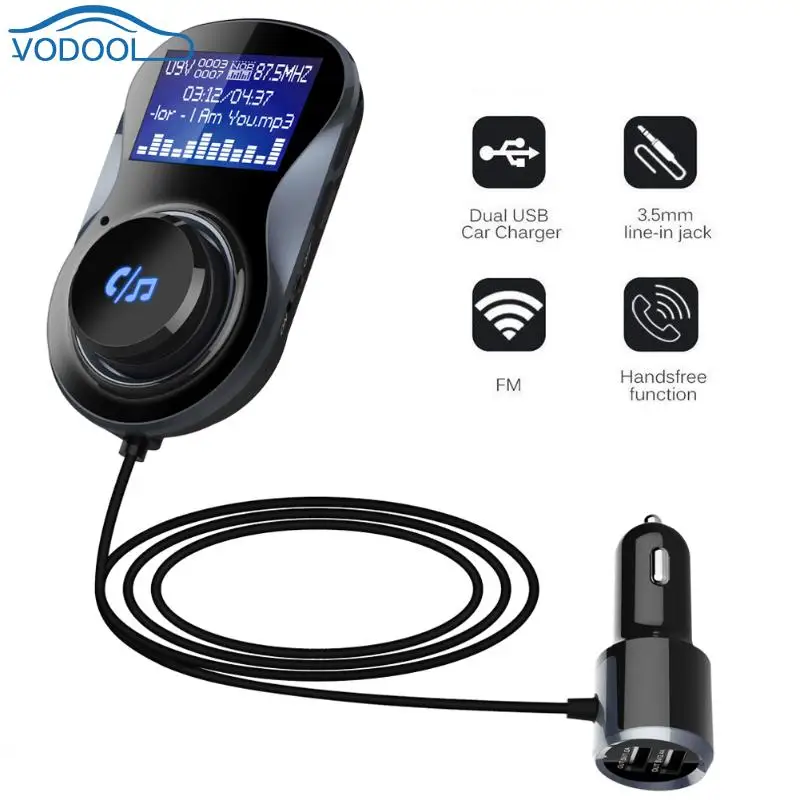1.4in Bluetooth V4.1 EDR Hands free Car Kit Dual USB Auto Charger LCD