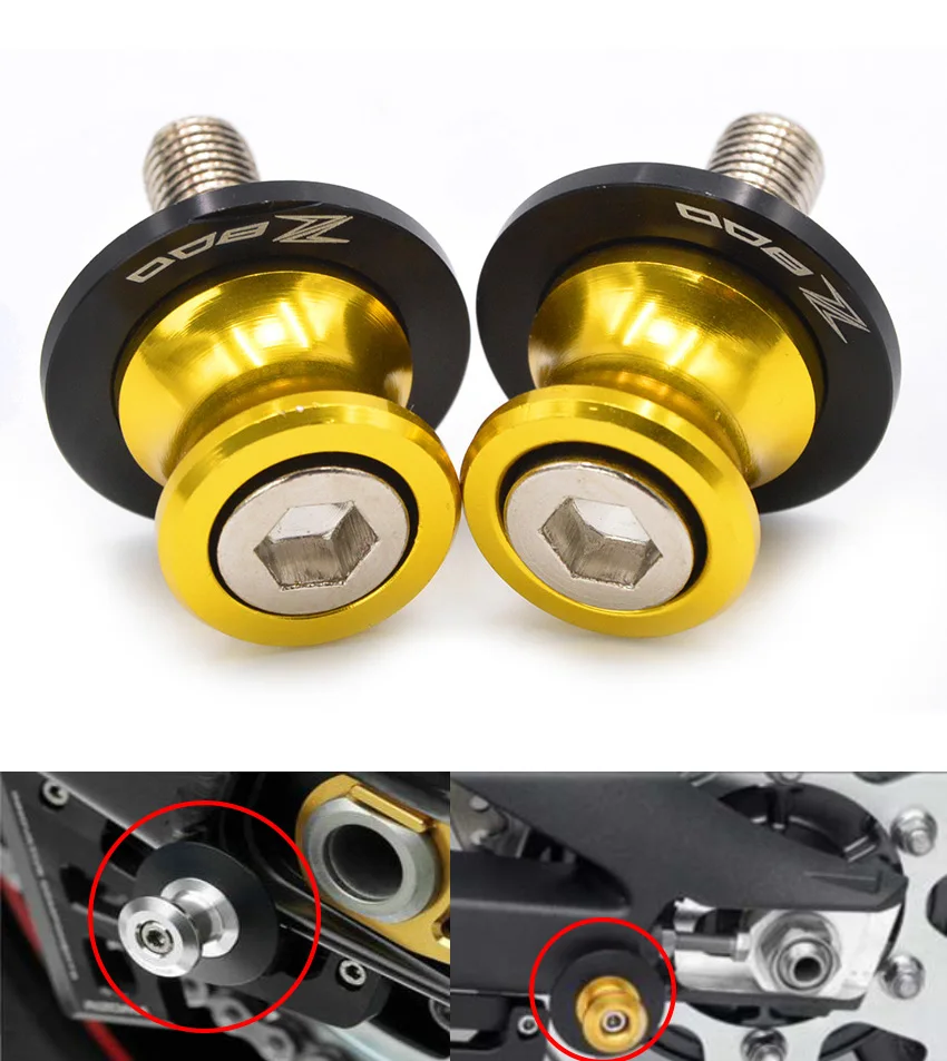 Golden 8MM CNC Aluminum Motorcycle Swingarm Sliders Spools Paddock