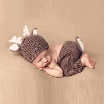 

Crochet Baby Christmas Deer Bear Handmade Newborn Photography Props Baby Cap Beanie,Infantil Fotografia Accessories Knit Soft