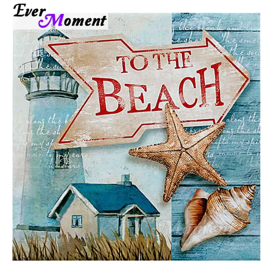 

Ever Moment Diamond Painting House Sea Beach Picture Mosaic Home Decoration Diamond Embroidery Cross Stitch 5D DIY S2F1101