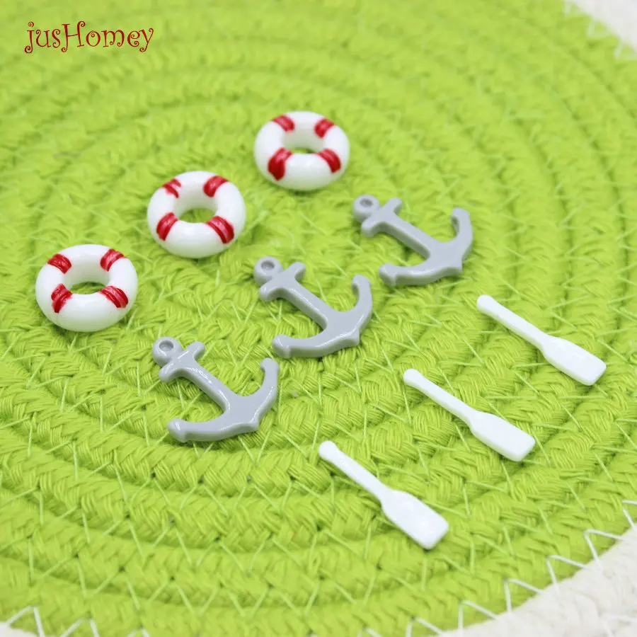 

100PCS Resin Anchor Life Buoy Paddle Miniature Resin Artificial Flatback Cabochons for Mobile Phone Case, DIY Craft Supplies