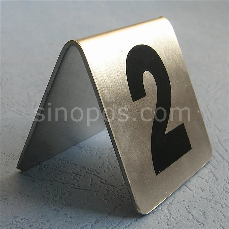 

Stainless Steel Table Number Stand Printed, desk top codes ID card tag display metal sign v-stand restaurant party cafe wedding