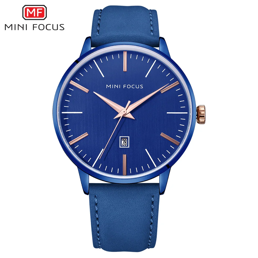 Мини фокус новые мужские Бизнес Кварцевые часы для мужчин лучший бренд класса люкс аналоговые часы мужские синие кожаные спортивные часы relogio masculino - Цвет: 04