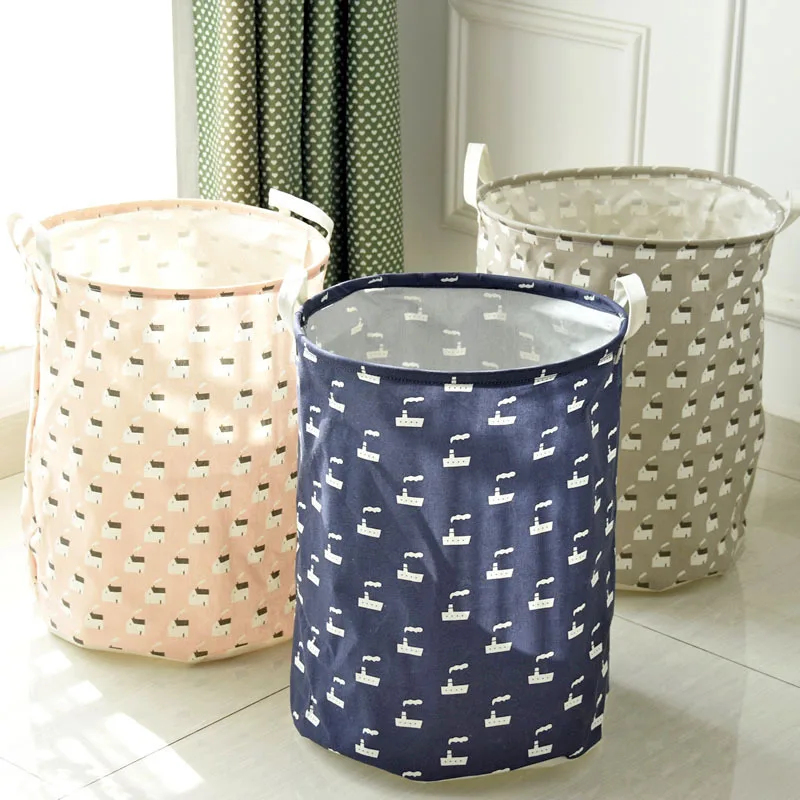 WXY Cotton Linen Folding Washing Laundry Hamper Storage Basket