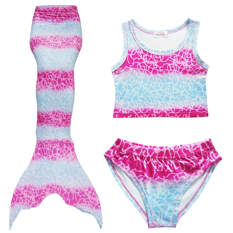 3PCS Girl Kids Mermaid Tail Swimmable Bikini Set Bathing Suit Fancy Costume 3-8Y