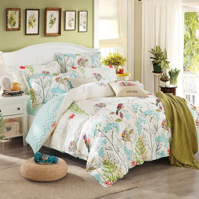 40s Cotton Bedding Sets Queen Double Duvet Cover Set Country Style 40s Cotton Bedding Sets Queen Double Duvet Cover Set Country Style Bed