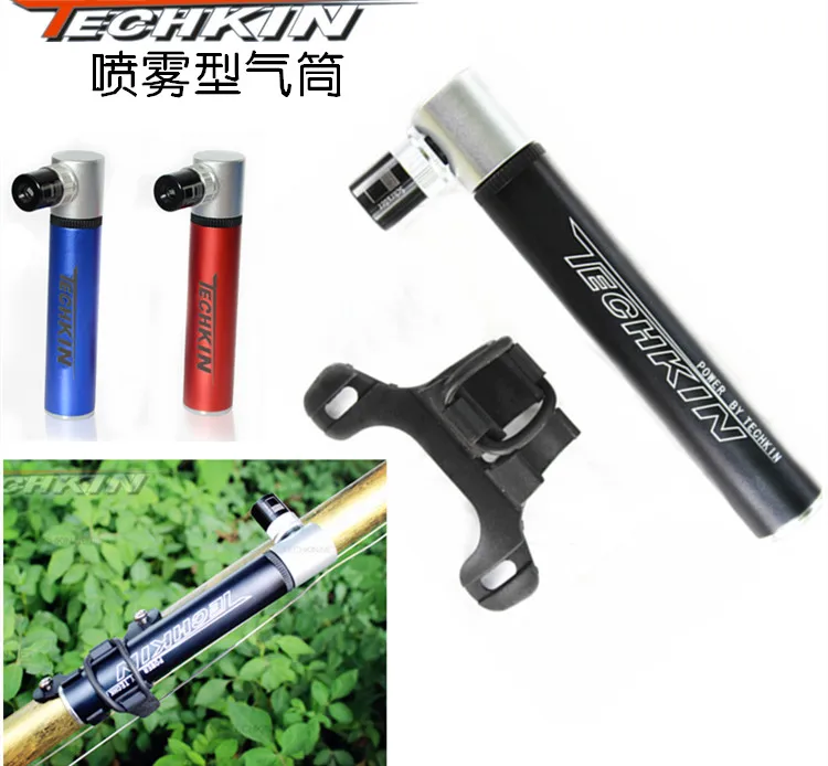 

Factory production 20223 TECHKIN Mini Portable high-end aluminum bicycle pump Anglo-American mouth with a high pressure pump
