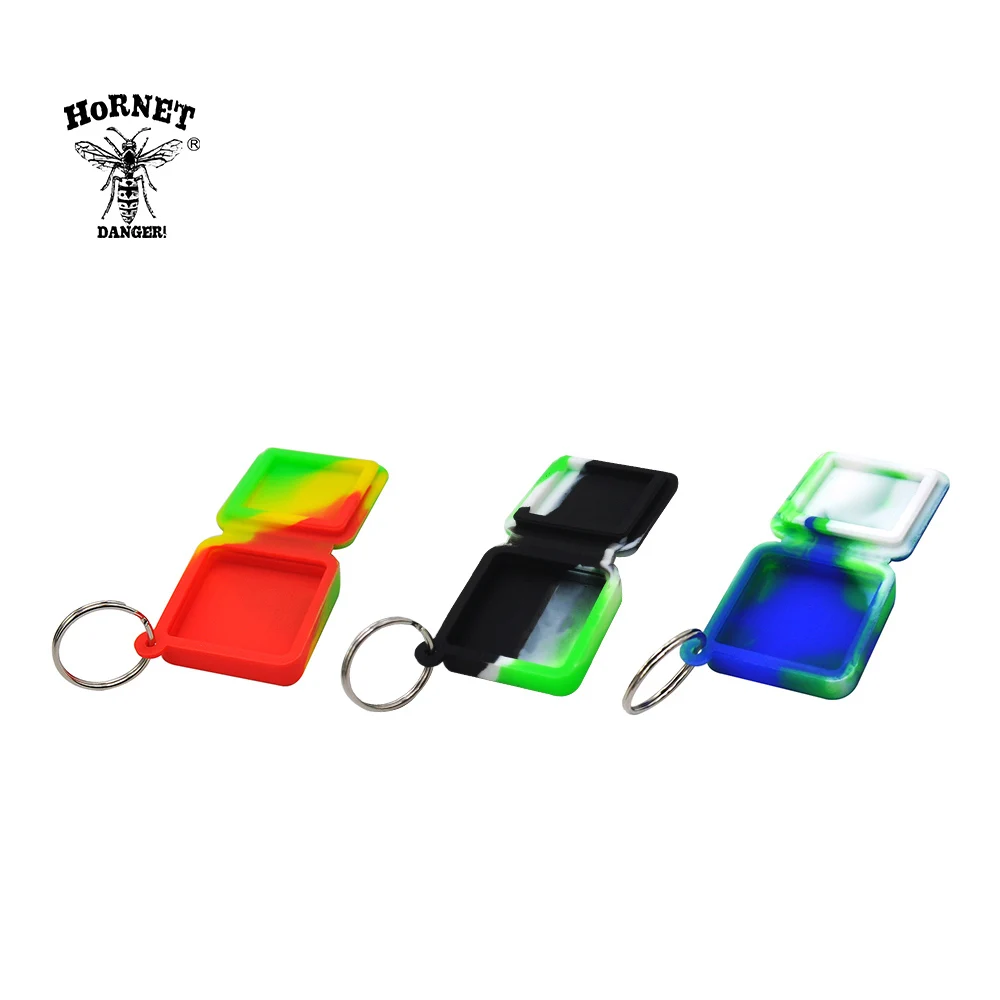 

HORNET FDA Silicone Quare Non Stick Wax Oil Jar 8ML Big Volume Silicone Wax Oil Cream Jar Dab Container Key Chain Portable Size
