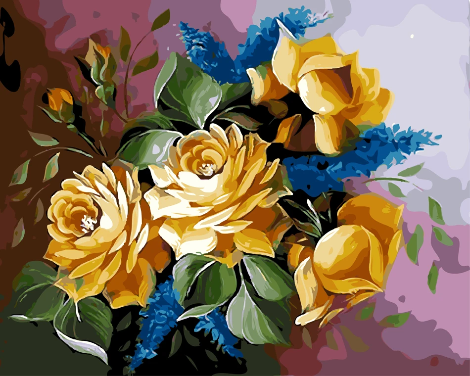 花油絵画像によって数字ハンドペイント描画数字でdiy描画花ルーム装飾キッチンの装飾 Painting Picture Oil Paintingflower Oil Painting Aliexpress