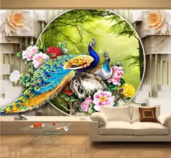 Beibehang пользовательские обои Главная Декоративные росписи 3D Павлин сад 3D ТВ фоне стены Гостиная Спальня росписи 3d обои