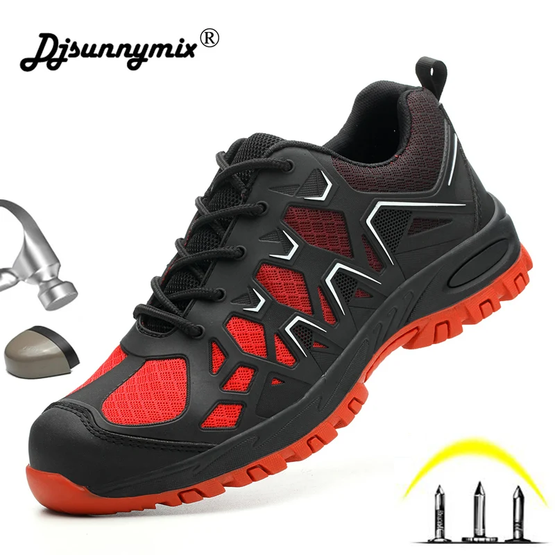 

Safety Shoes for Men Steel Toe Work & Safety Boots Men Big Size Breathable Puncture Proof Boots chaussure de securite