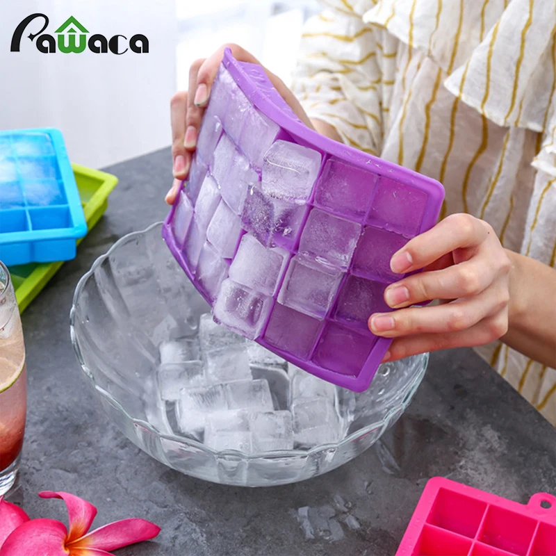 

24 Cube Ice Cube Trays Square Silicone Ice Cube Mold Ice Tray Freezer Easy Release Ice Jelly Pudding Maker Mold Bar Kitchen Tool
