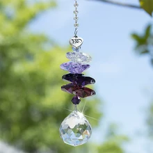 H& D хрустальная люстра Призма для подвешивания Suncatcher Радужная чакра Защита от солнца с бусинами украшение в виде капель украшение для окна подарок