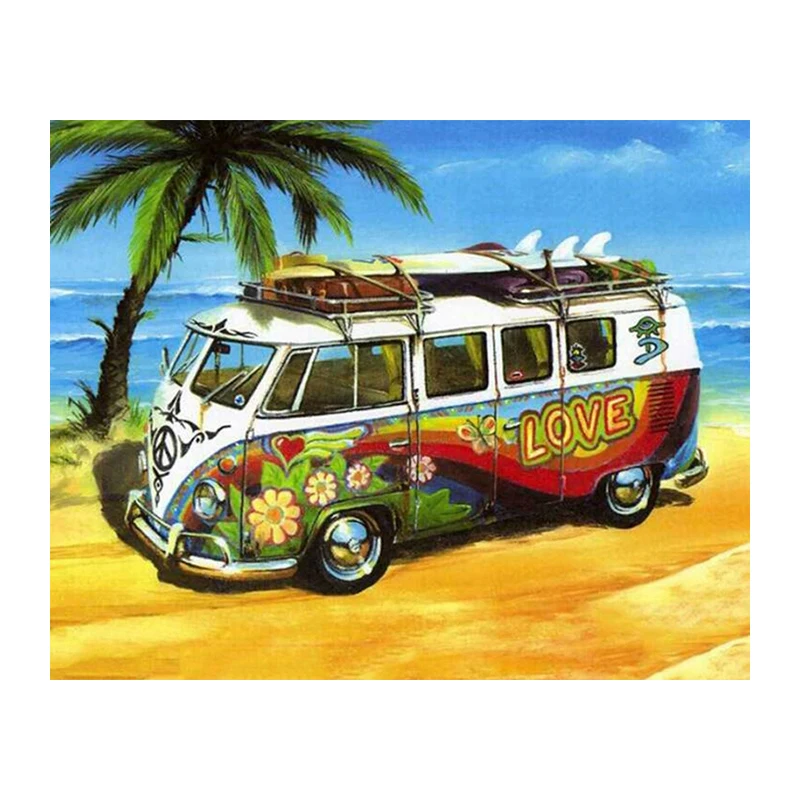 5d diy Diamond embroidery seaside VW car diamond painting Cross Stitch Rhinestone mosaic home decor