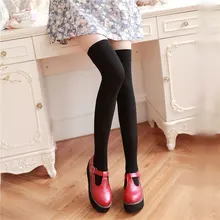 Высокие гольфы женские чулки до бедра белого и черного цвета черные чулки выше колена для школьниц, женские длинные чулки, 2 цвета