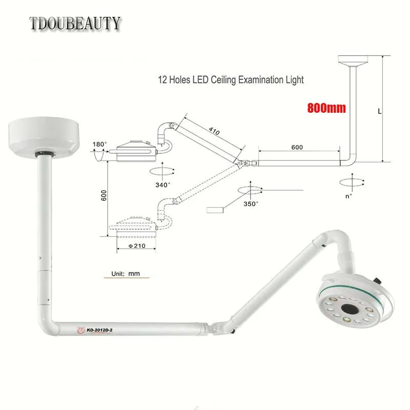 TDOUBEAUTY 36W Светодиодный потолочный светильник, Стоматологическая лампа для хирургии домашних животных, визуальный инспекционный светильник, бестеневая лампа с камерой sony(800 мм