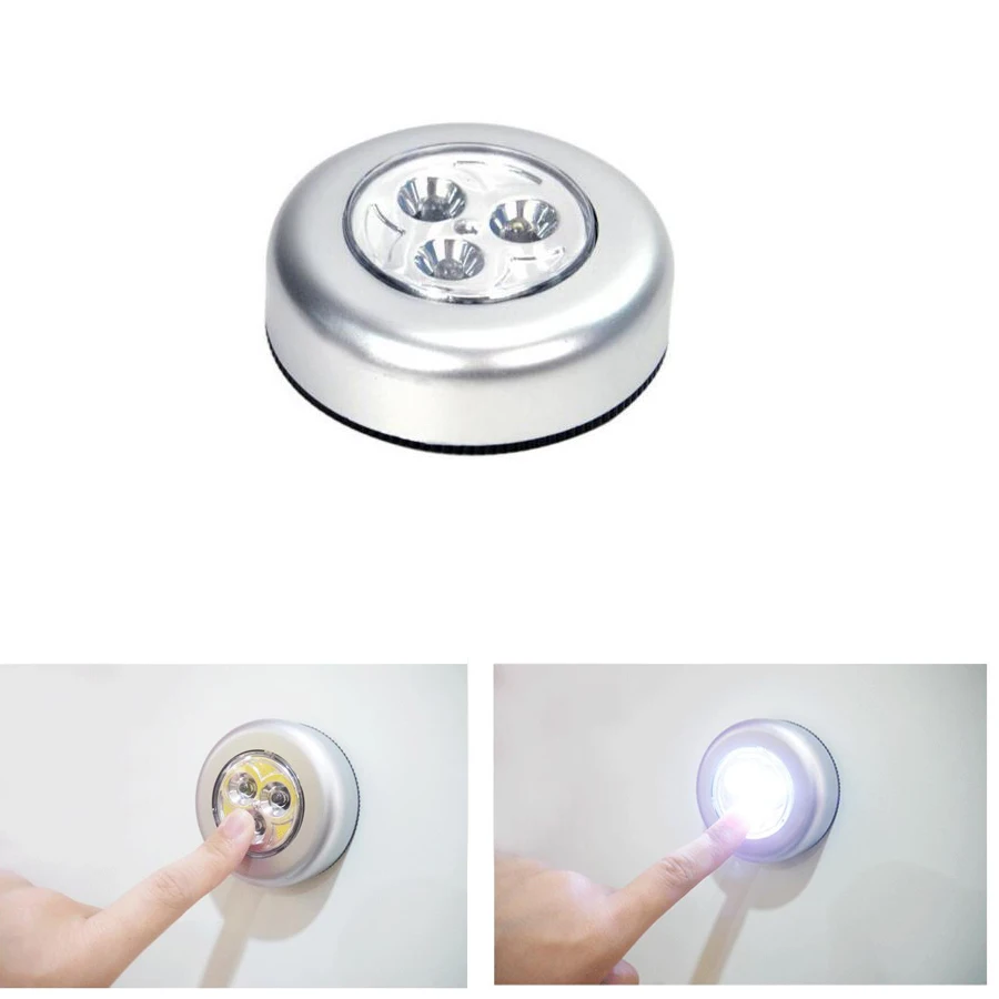

BUYBAY Battery Powered Touch 3 LED Night Light Wireless led Push Wall Lamp Battery Power Cordless For Pathway Stairway Closet