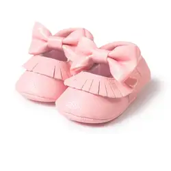 Детские мокасины для новорожденных маленьких из искусственной кожи с кисточками обувь с бантами на мягкой подошве Обувь для младенцев