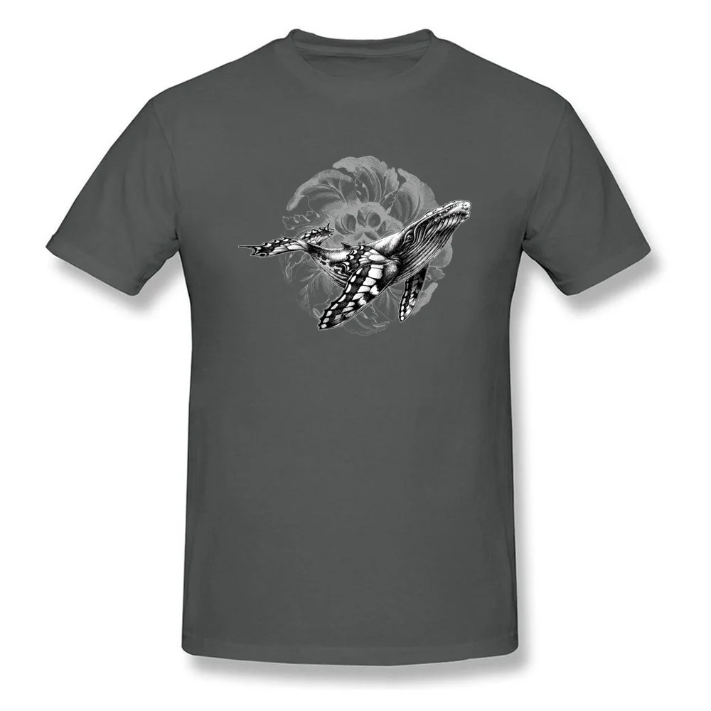 Butterfly Whale Dark Background 100% Cotton Tees for Men Summer T-shirts Casual Hot Sale Round Neck Tees Short Sleeve Butterfly Whale Dark Background  carbon