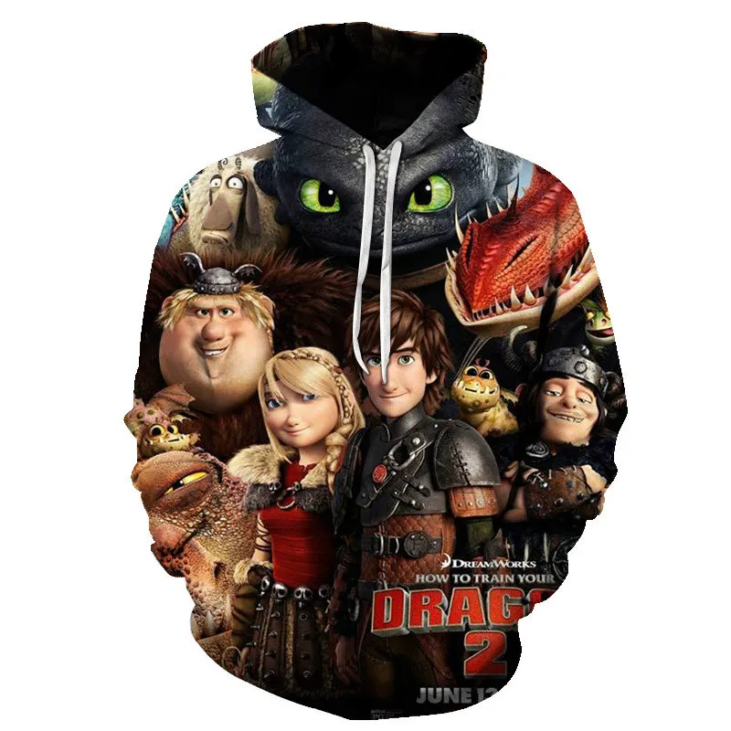 2019 New Toothless Print Men's Sweatshirts How To Train Your Dragon Figures Light Fury White Dragon Printed Male Hoodies Streetwear (12)