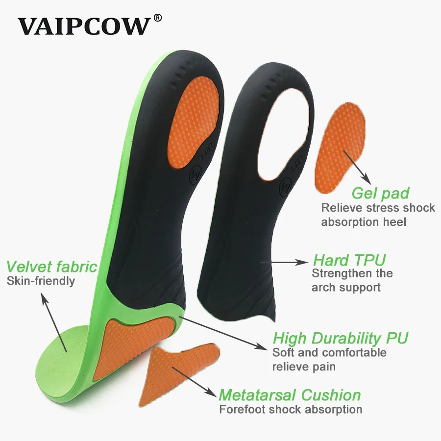 VAIPCOW High Quality EVA Orthotic Insole For Flat Feet Arch Support Orthopedic Shoes Sole Insoles For Men And Women Shoe Pads