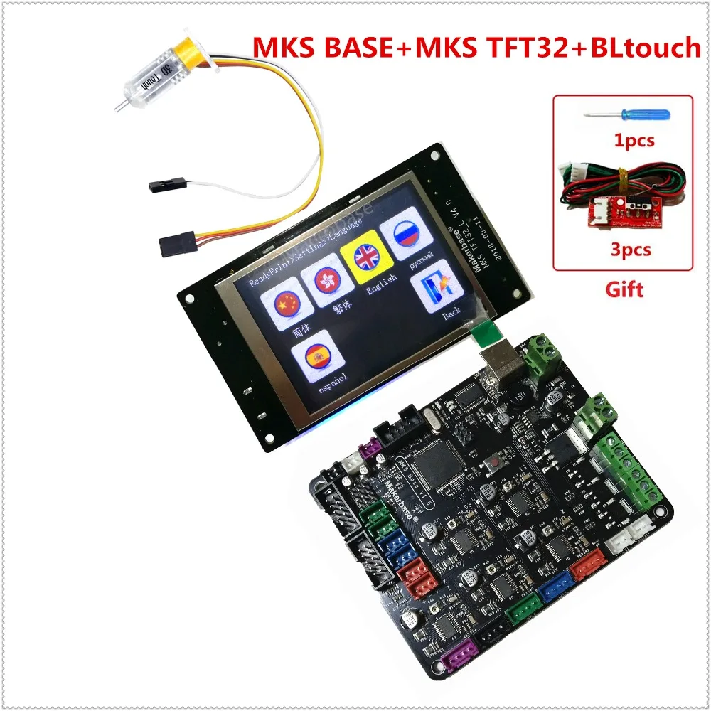 Стартовый набор для 3D-принтера, материнская плата MKS BASE+ MKS TFT32, сенсорный экран+ 3d сенсорная кровать, Датчик выравнивания, панель управления