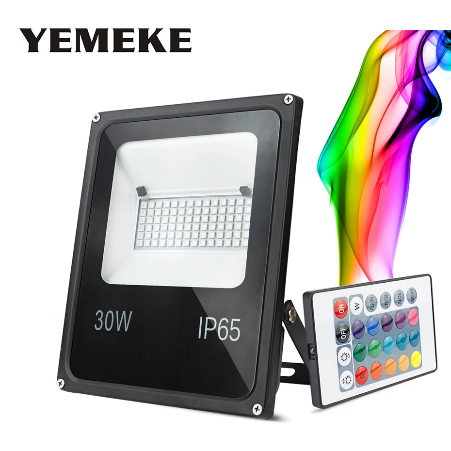 

RGB LED Flood Light Outdoor Spotlight 20W 30W 50W Led Floodlight 16 Color SMD 5050 AC200-240V Reflector Led Waterproof IP65