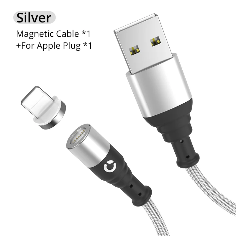 PZOZ Micro USB Магнитный кабель Тип C магнит Быстрая зарядка зарядное устройство Microusb USB C Тип c для iPhone X Xs кабели для мобильных телефонов данных - Цвет: 1m Sliver For Apple