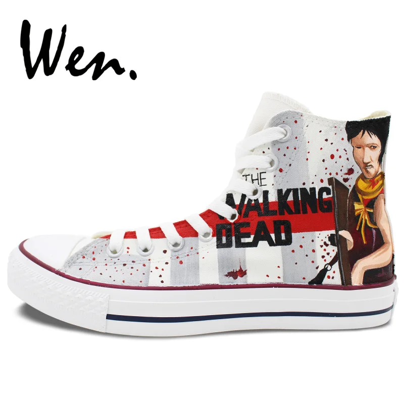 ون مخصصة رمادي خلفية المشي الميت اليد رسمت أحذية تزلج تصميم للجنسين أحذية رياضية من قماش القنب عالية أعلى فريد يعرض