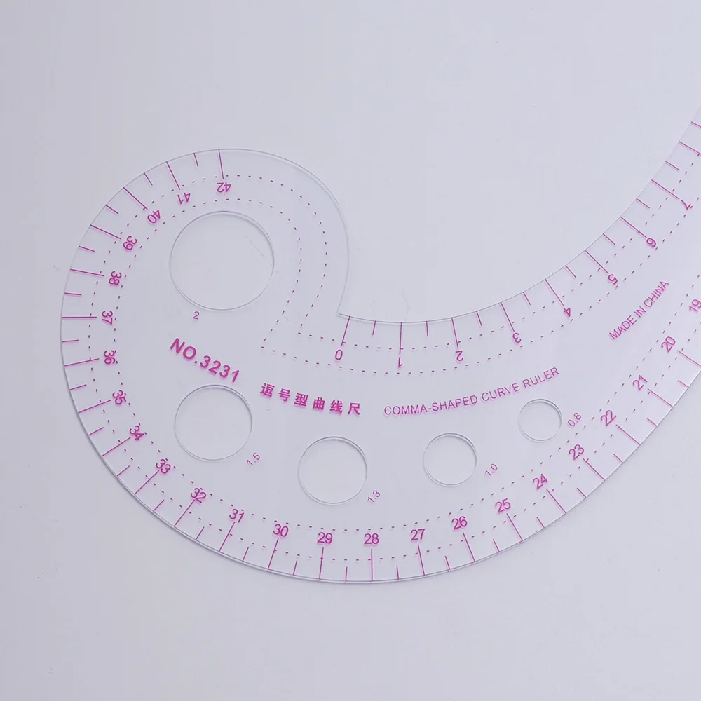 Прозрачная форма запятой, дизайнерская кривая линейка для портновского шитья, поддерживающая инструменты и простая линейка для шитья