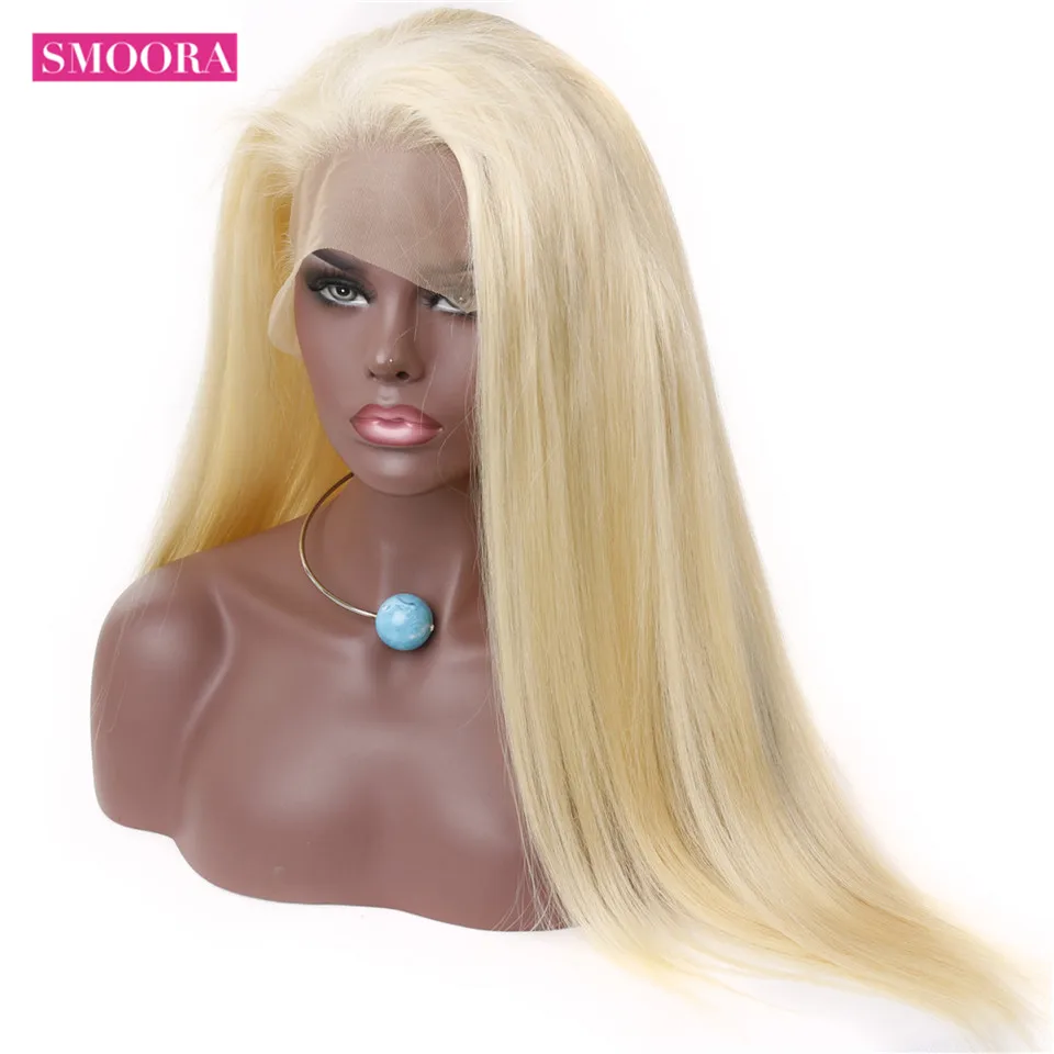 Smoora Hair#613 блонд полностью кружевные человеческие волосы парик с детскими волосами предварительно выщипанные малазийские не Реми человеческие волосы парики Регулировка полосы