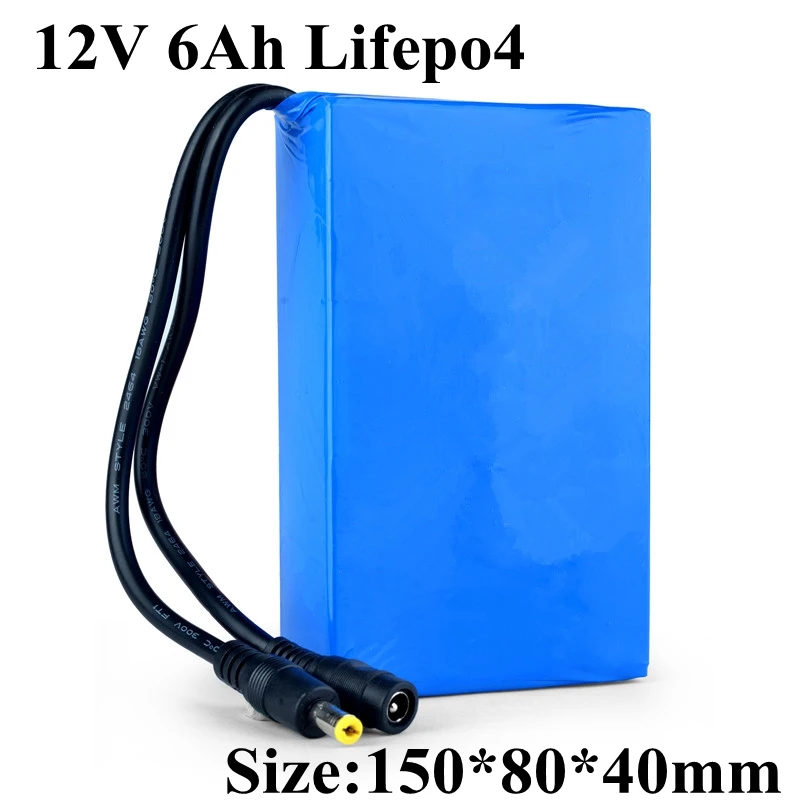 

4s 12V 6Ah 12V Portable Rechargeable Lithium Lifepo4 Battery Pack CCTV Monitor Hunting Flashlight Led Power
