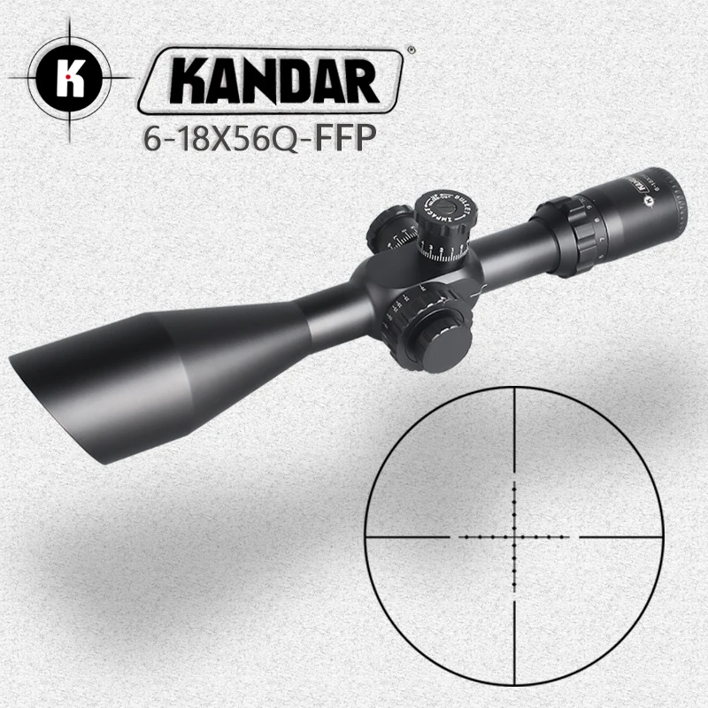 KANDAR6-18X56Q FFP тактический прицел красный зеленый с подсветкой Прицел снайперской винтовки оптический прицел охотничьи прицелы винтовка air Red dot